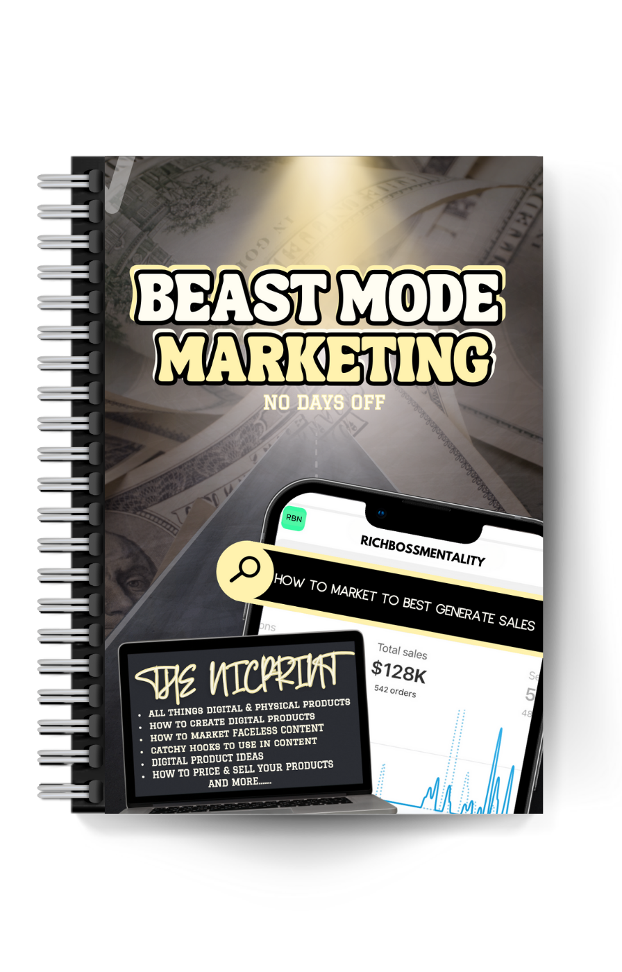 BEAST MODE MARKETING DIGITAL AND PHYSICAL PRODUCTS NO DAYS OFF COURSE